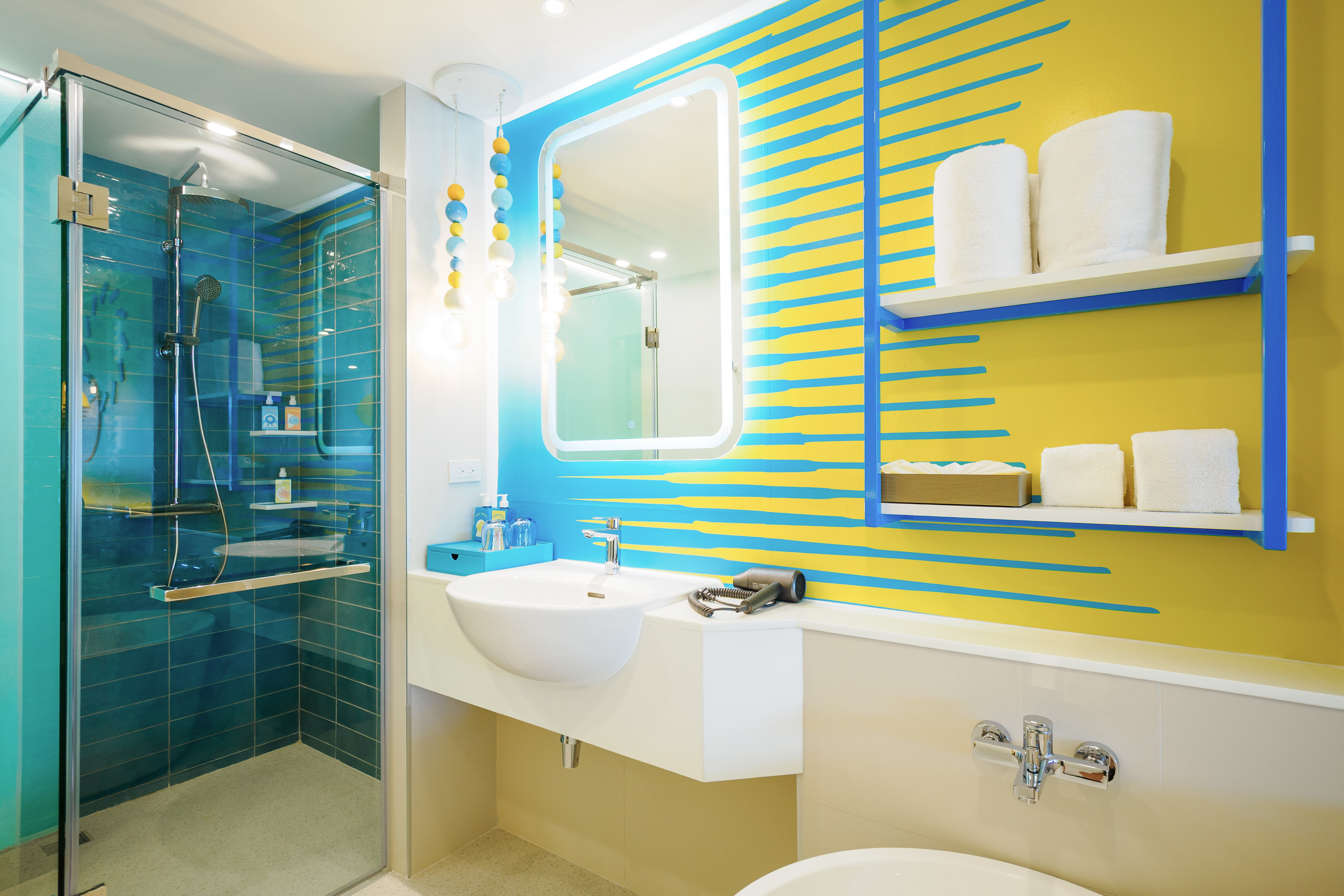 Garden Pool Access bathroom with separate bathtub